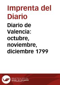 Diario de Valencia: octubre, noviembre, diciembre 1799