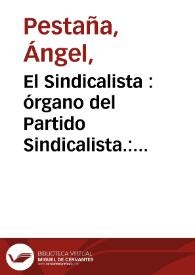 El Sindicalista : órgano del Partido Sindicalista.: Nº. 844 20-10-1938