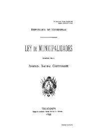 Ley de Municipalidades decretada por la Asamblea Nacional Constituyente