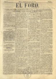 El Foro : Periódico de Jurisprudencia y Legislación. Tomo II, núm. 2, sábado 3 de enero de 1874