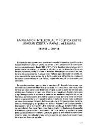 La relación intelectual y política entre Joaquín Costa y Rafael Altamira