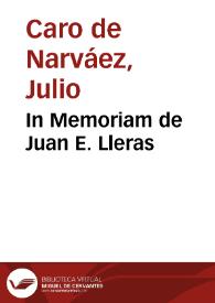 In Memoriam de Juan E. Lleras