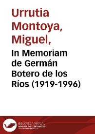 In Memoriam de Germán Botero de los Ríos (1919-1996)