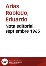 Nota editorial, septiembre 1965