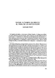 Rafael Altamira en México: el final de un historiador