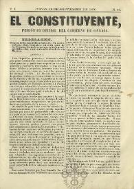 El Constituyente : Periódico Oficial del Gobierno de Oaxaca
. Tomo I, núm. 40, jueves 11 de septiembre de 1856