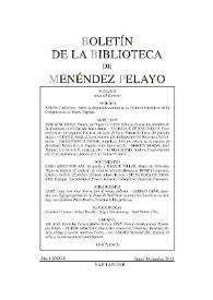 Boletín de la Biblioteca de Menéndez Pelayo. Año LXXXIX, enero-diciembre 2013