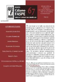 Revista Cálamo FASPE : lengua y literatura españolas. Núm. 67, 2019