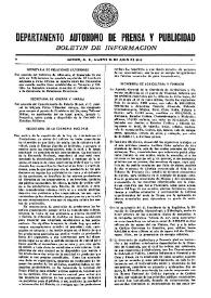 Boletín de Información. Departamento Autónomo de Publicidad y Propaganda [México]. Martes 13 de julio de 1937