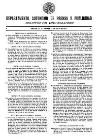 Boletín de Información. Departamento Autónomo de Publicidad y Propaganda [México]. Viernes 16 de julio de 1937