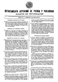 Boletín de Información. Departamento Autónomo de Publicidad y Propaganda [México]. Domingo 18 de julio de 1937