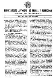 Boletín de Información. Departamento Autónomo de Publicidad y Propaganda [México]. Martes 20 de julio de 1937