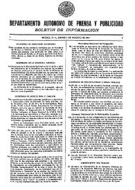 Boletín de Información. Departamento Autónomo de Publicidad y Propaganda [México]. Jueves 5 de agosto de 1937