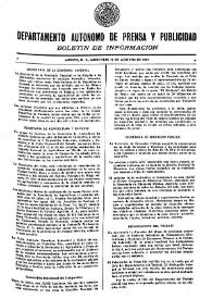Boletín de Información. Departamento Autónomo de Publicidad y Propaganda [México]. Miércoles 11 de agosto de 1937