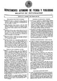 Boletín de Información. Departamento Autónomo de Publicidad y Propaganda [México]. Jueves 12 de agosto de 1937
