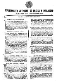 Boletín de Información. Departamento Autónomo de Publicidad y Propaganda [México]. Viernes 13 de agosto de 1937