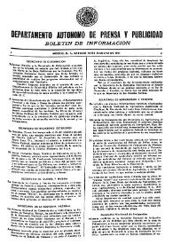 Boletín de Información. Departamento Autónomo de Publicidad y Propaganda [México]. Sábado 14 de agosto de 1937