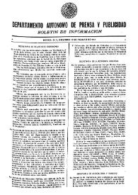 Boletín de Información. Departamento Autónomo de Publicidad y Propaganda [México]. Domingo 15 de agosto de 1937
