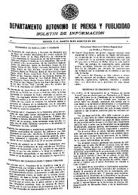 Boletín de Información. Departamento Autónomo de Publicidad y Propaganda [México]. Martes 24 de agosto de 1937