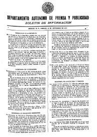 Boletín de Información. Departamento Autónomo de Publicidad y Propaganda [México]. Viernes 10 de septiembre de 1937