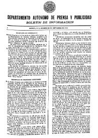 Boletín de Información. Departamento Autónomo de Publicidad y Propaganda [México]. Martes 21 de septiembre de 1937