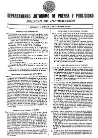 Boletín de Información. Departamento Autónomo de Publicidad y Propaganda [México]. Sábado 25 de septiembre de 1937