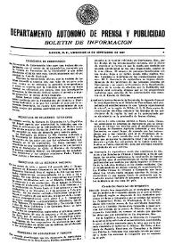 Boletín de Información. Departamento Autónomo de Publicidad y Propaganda [México]. Miércoles 29 de septiembre de 1937