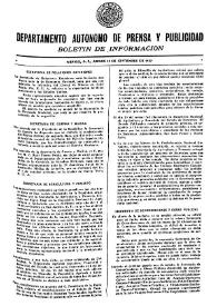 Boletín de Información. Departamento Autónomo de Publicidad y Propaganda [México]. Jueves 30 de septiembre de 1937