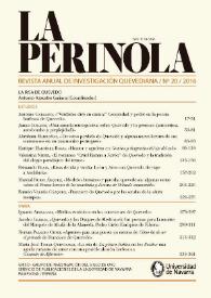 La Perinola : revista de investigación quevediana. Núm. 20, 2016