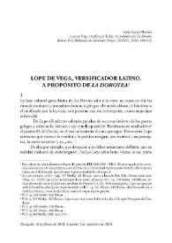 Lope de Vega, versificador latino. A propósito de 