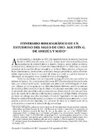 Itinerario bibliográfico de un estudioso del Siglo de Oro: Agustín G. de Amezúa y Mayo