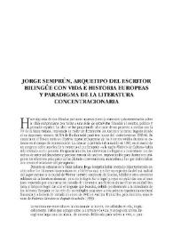 Jorge Semprún, arquetipo del escritor bilingüe con vida e historia europeas y paradigma de la literatura concentracionaria