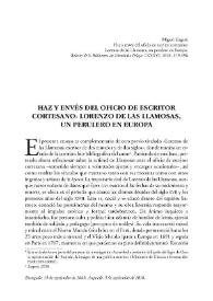 Haz y envés del oficio de escritor cortesano: Lorenzo de las Llamosas, un perulero en Europa