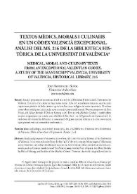 Textos mèdics, morals i culinaris en un còdex valencià excepcional. Anàlisi del ms. 216 de la Biblioteca Històrica de la Universitat de València
