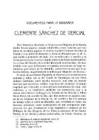 Documentos para la biografía de Clemente Sánchez de Vercial