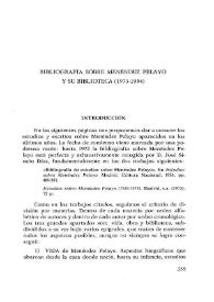 Bibliografía sobre Menéndez Pelayo y su Biblioteca (1973-1994)
