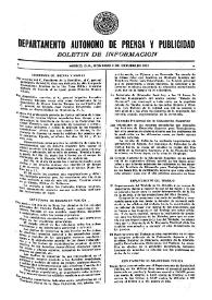 Boletín de Información. Departamento Autónomo de Publicidad y Propaganda [México]. Domingo 3 de octubre de 1937