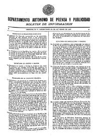 Boletín de Información. Departamento Autónomo de Publicidad y Propaganda [México]. Miércoles 20 de octubre de 1937