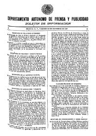 Boletín de Información. Departamento Autónomo de Publicidad y Propaganda [México]. Viernes 22 de octubre de 1937