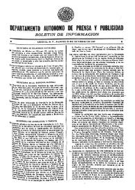 Boletín de Información. Departamento Autónomo de Publicidad y Propaganda [México]. Martes 26 de octubre de 1937