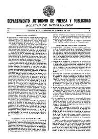 Boletín de Información. Departamento Autónomo de Publicidad y Propaganda [México]. Sábado 30 de octubre de 1937