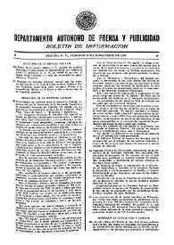 Boletín de Información. Departamento Autónomo de Publicidad y Propaganda [México]. Domingo 14 de noviembre de 1937