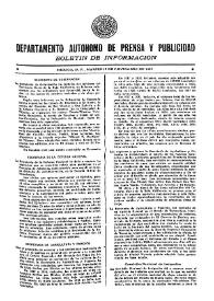 Boletín de Información. Departamento Autónomo de Publicidad y Propaganda [México]. Martes 16 de noviembre de 1937
