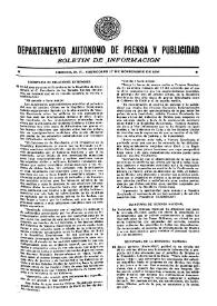 Boletín de Información. Departamento Autónomo de Publicidad y Propaganda [México]. Miércoles 17 de noviembre de 1937