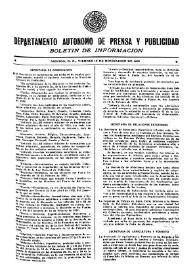 Boletín de Información. Departamento Autónomo de Publicidad y Propaganda [México]. Viernes 19 de noviembre de 1937