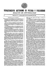 Boletín de Información. Departamento Autónomo de Publicidad y Propaganda [México]. Miércoles 24 de noviembre de 1937
