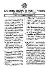 Boletín de Información. Departamento Autónomo de Publicidad y Propaganda [México]. Jueves 25 de noviembre de 1937