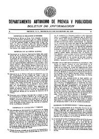Boletín de Información. Departamento Autónomo de Publicidad y Propaganda [México]. Miércoles 8 de diciembre de 1937