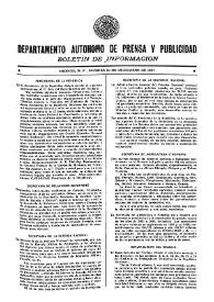 Boletín de Información. Departamento Autónomo de Publicidad y Propaganda [México]. Viernes 10 de diciembre de 1937