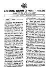 Boletín de Información. Departamento Autónomo de Publicidad y Propaganda [México]. Domingo 19 de diciembre de 1937